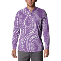 Polynesia Plumeria Lei Button Sweatshirt Periwinkle Curves Motif LT7 - Polynesian Pride