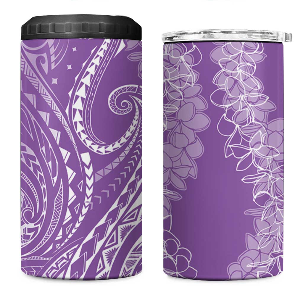 Polynesia Plumeria Lei 4 in 1 Can Cooler Tumbler Periwinkle Curves Motif LT7 One Size: 16 oz Periwinkle - Polynesian Pride