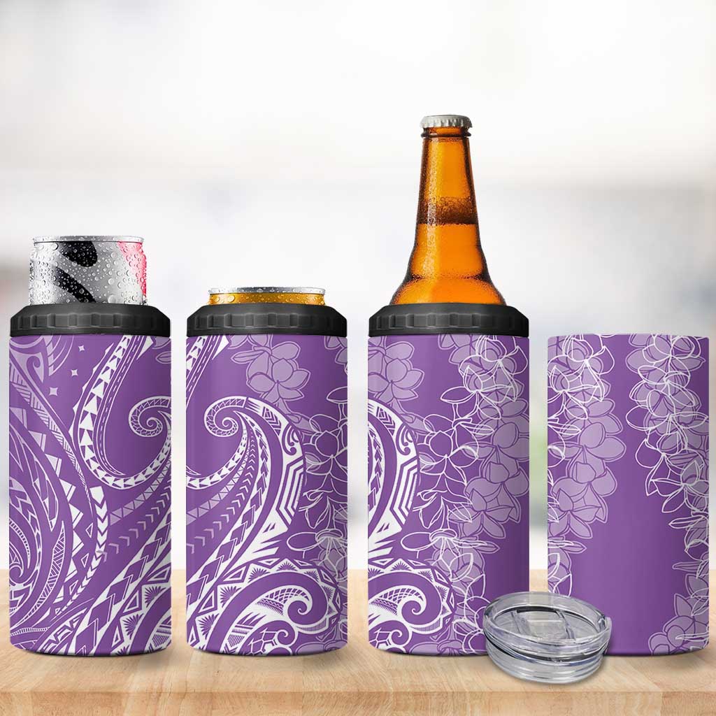 Polynesia Plumeria Lei 4 in 1 Can Cooler Tumbler Periwinkle Curves Motif LT7 - Polynesian Pride