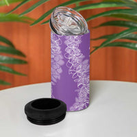 Polynesia Plumeria Lei 4 in 1 Can Cooler Tumbler Periwinkle Curves Motif LT7 - Polynesian Pride