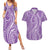 Polynesia Plumeria Lei Couples Matching Summer Maxi Dress and Hawaiian Shirt Periwinkle Curves Motif
