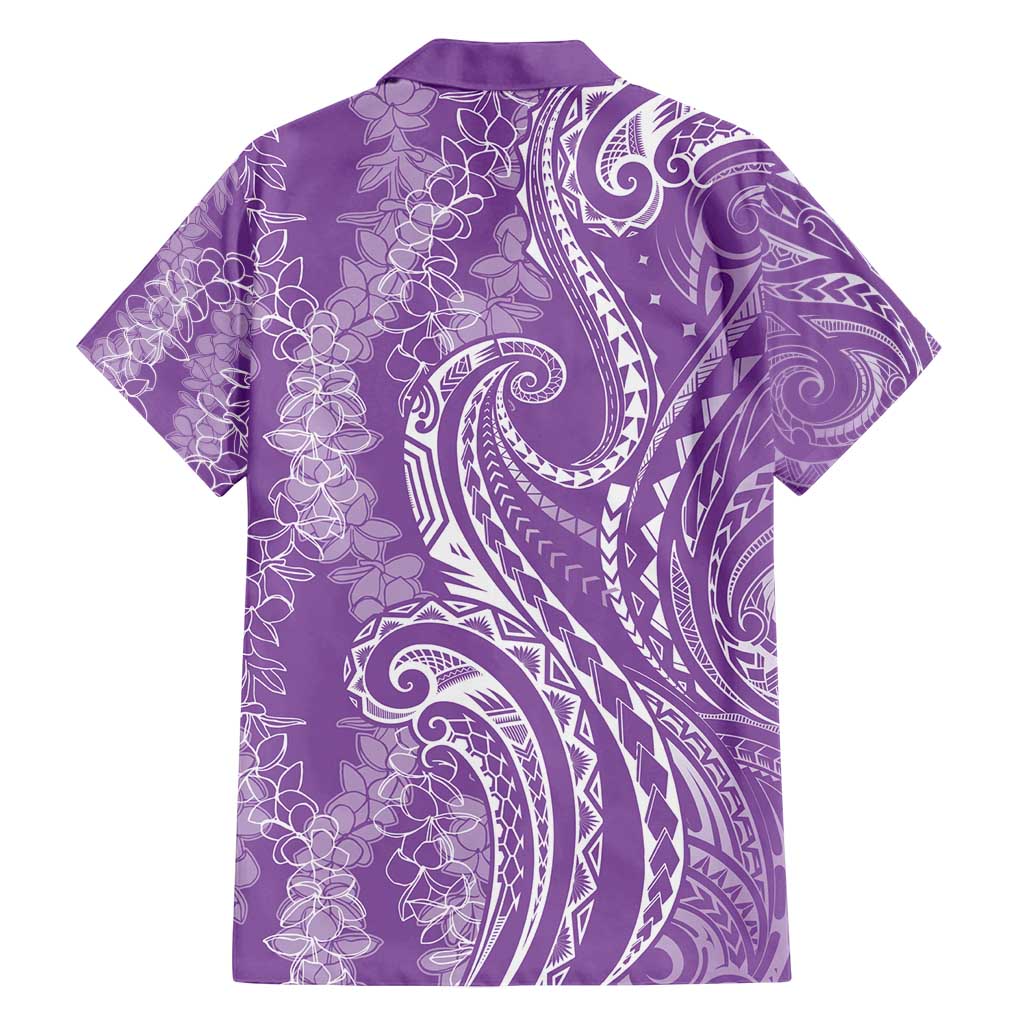Polynesia Plumeria Lei Family Matching Long Sleeve Bodycon Dress and Hawaiian Shirt Periwinkle Curves Motif