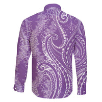 Polynesia Plumeria Lei Family Matching Long Sleeve Bodycon Dress and Hawaiian Shirt Periwinkle Curves Motif
