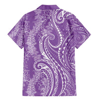 Polynesia Plumeria Lei Family Matching Mermaid Dress and Hawaiian Shirt Periwinkle Curves Motif