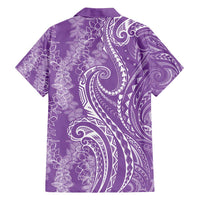 Polynesia Plumeria Lei Family Matching Off Shoulder Maxi Dress and Hawaiian Shirt Periwinkle Curves Motif