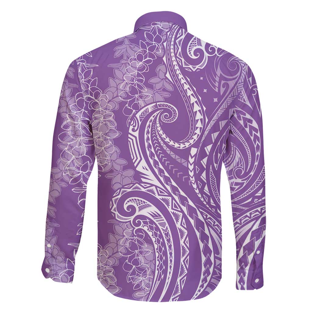Polynesia Plumeria Lei Family Matching Off Shoulder Short Dress and Hawaiian Shirt Periwinkle Curves Motif