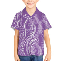 Polynesia Plumeria Lei Family Matching Tank Maxi Dress and Hawaiian Shirt Periwinkle Curves Motif