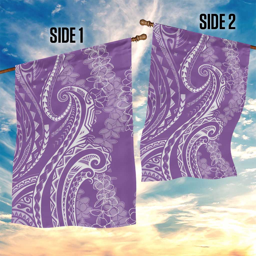 Polynesia Plumeria Lei Garden Flag Periwinkle Curves Motif