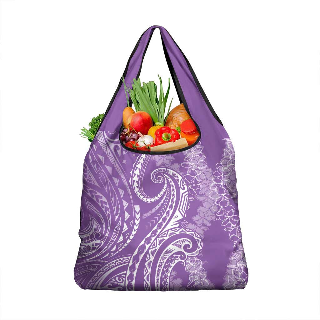 Polynesia Plumeria Lei Grocery Bag Periwinkle Curves Motif LT7 1-pack One Size Periwinkle - Polynesian Pride