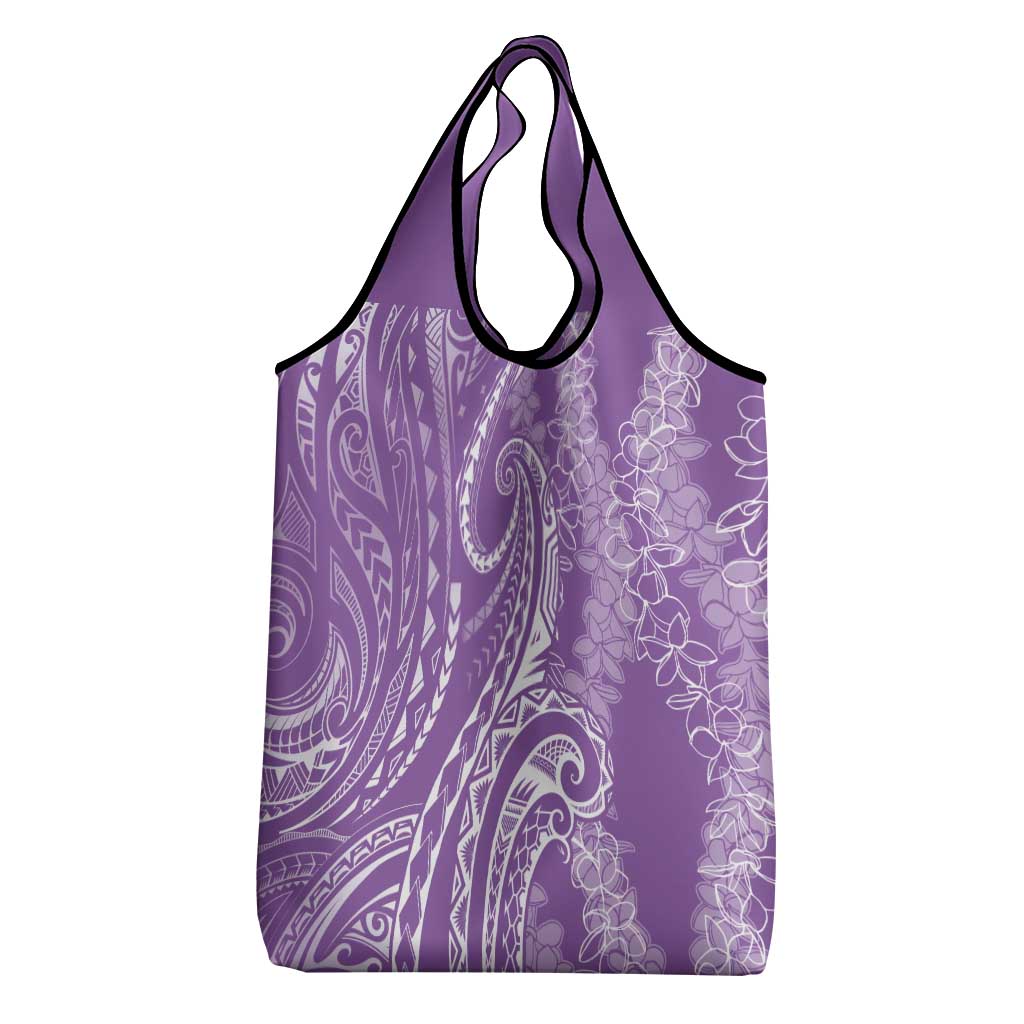 Polynesia Plumeria Lei Grocery Bag Periwinkle Curves Motif LT7 - Polynesian Pride