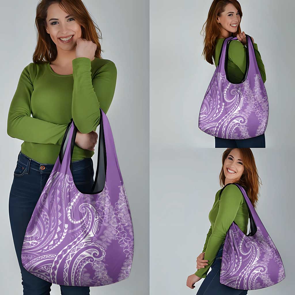 Polynesia Plumeria Lei Grocery Bag Periwinkle Curves Motif LT7 - Polynesian Pride