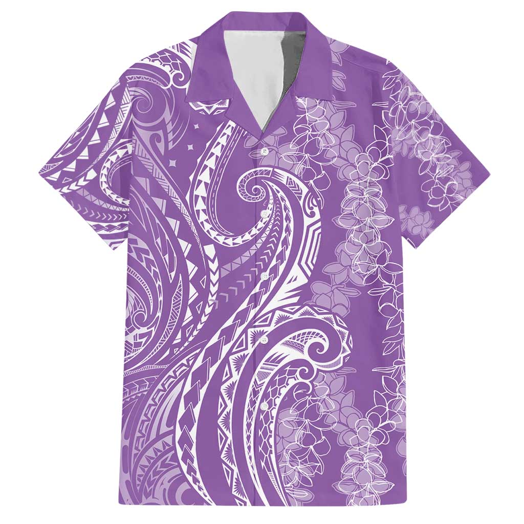 Polynesia Plumeria Lei Hawaiian Shirt Periwinkle Curves Motif LT7 Periwinkle - Polynesian Pride