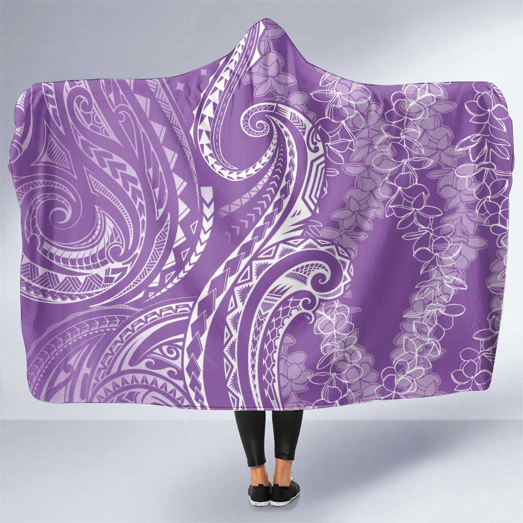 Polynesia Plumeria Lei Hooded Blanket Periwinkle Curves Motif LT7 One Size Periwinkle - Polynesian Pride