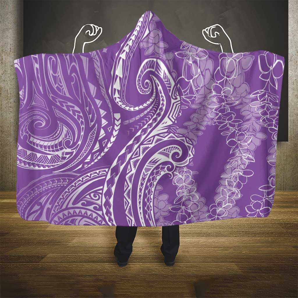 Polynesia Plumeria Lei Hooded Blanket Periwinkle Curves Motif LT7 - Polynesian Pride