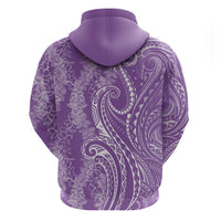 Polynesia Plumeria Lei Hoodie Periwinkle Curves Motif