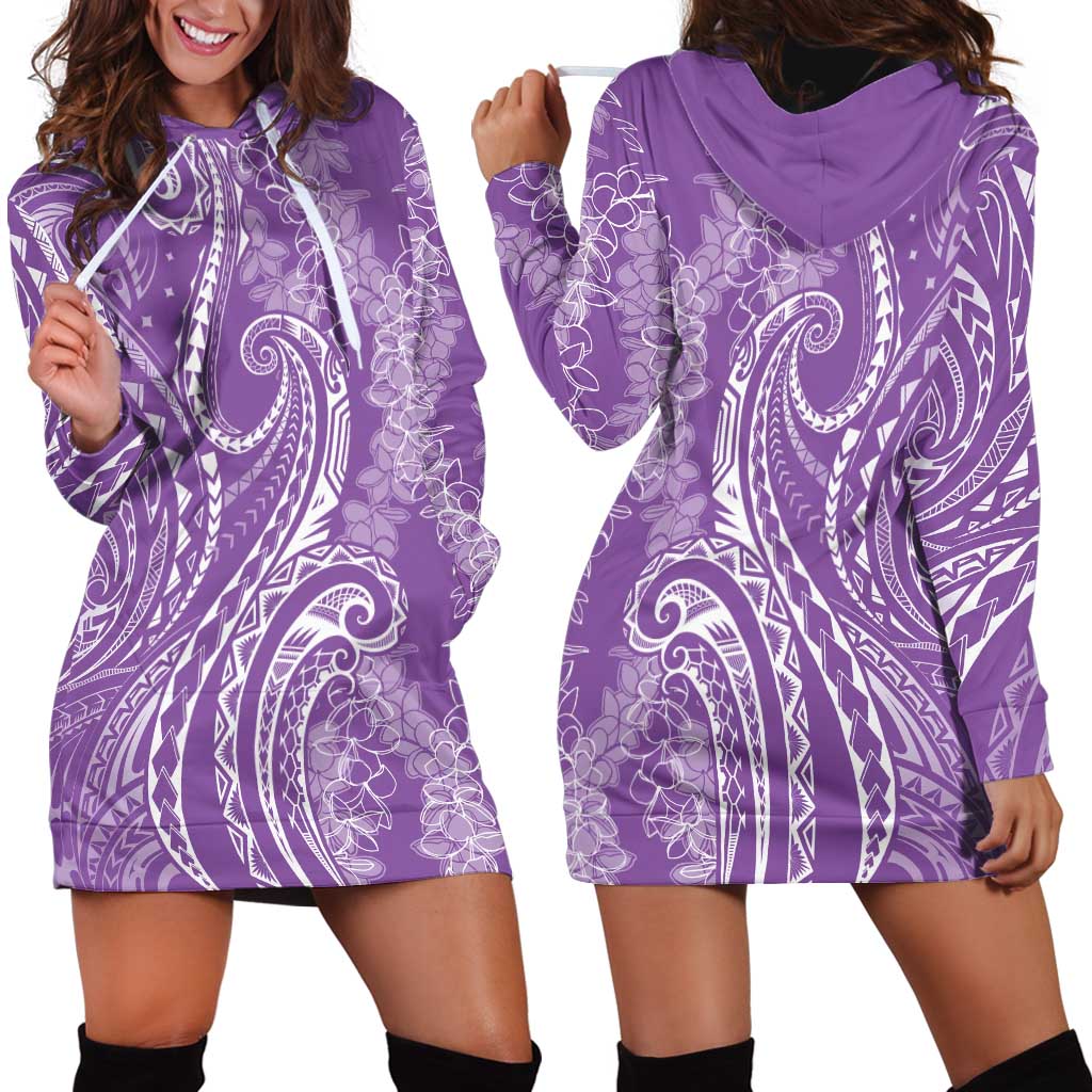 Polynesia Plumeria Lei Hoodie Dress Periwinkle Curves Motif