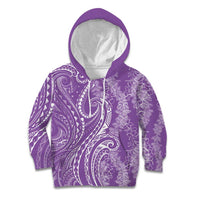 Polynesia Plumeria Lei Kid Hoodie Periwinkle Curves Motif