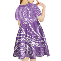 Polynesia Plumeria Lei Kid Short Sleeve Dress Periwinkle Curves Motif LT7 - Polynesian Pride