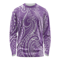 Polynesia Plumeria Lei Long Sleeve Shirt Periwinkle Curves Motif LT7 Unisex Periwinkle - Polynesian Pride