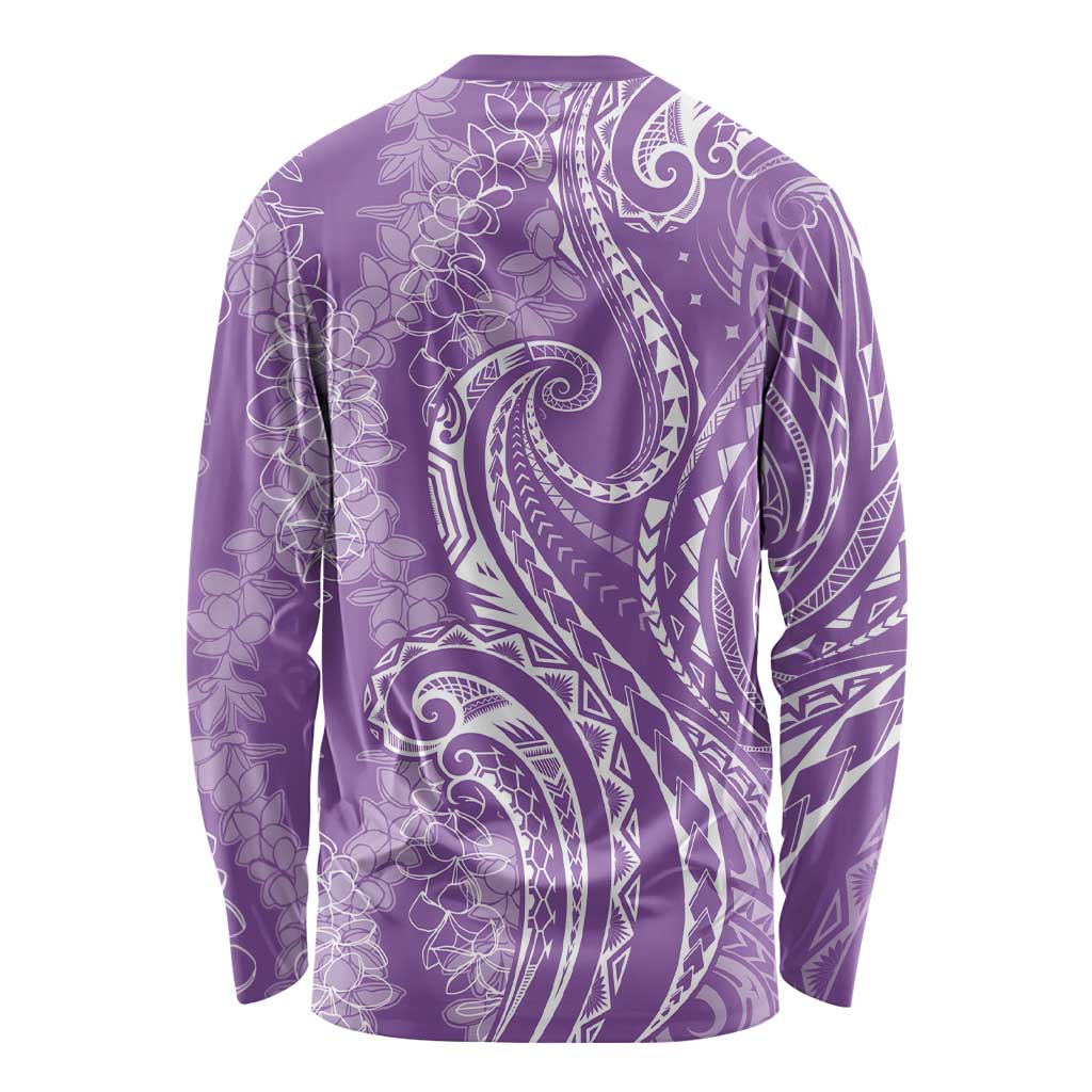 Polynesia Plumeria Lei Long Sleeve Shirt Periwinkle Curves Motif LT7 - Polynesian Pride