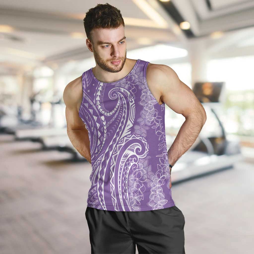 Polynesia Plumeria Lei Men Tank Top Periwinkle Curves Motif LT7 Periwinkle - Polynesian Pride