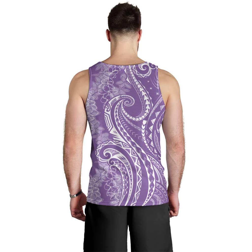 Polynesia Plumeria Lei Men Tank Top Periwinkle Curves Motif LT7 - Polynesian Pride