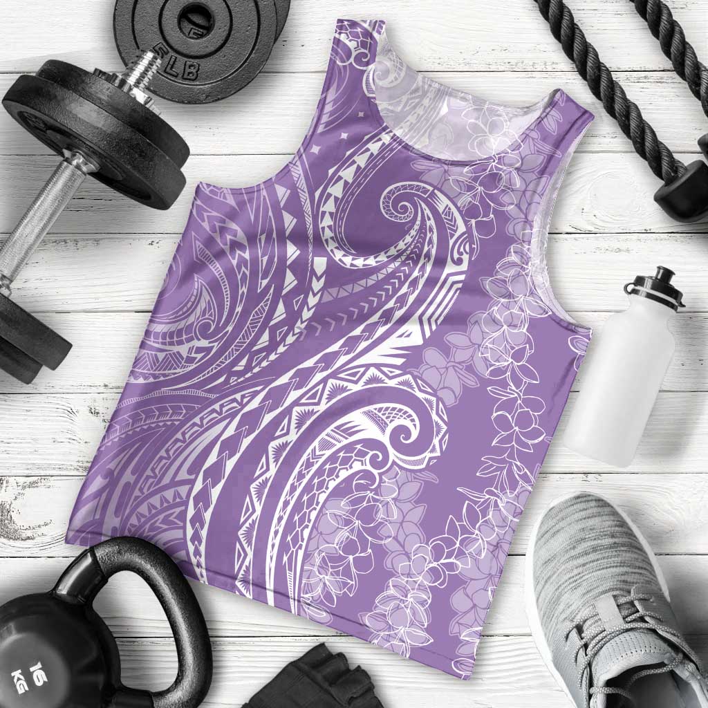 Polynesia Plumeria Lei Men Tank Top Periwinkle Curves Motif LT7 - Polynesian Pride