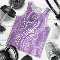 Polynesia Plumeria Lei Men Tank Top Periwinkle Curves Motif LT7 - Polynesian Pride