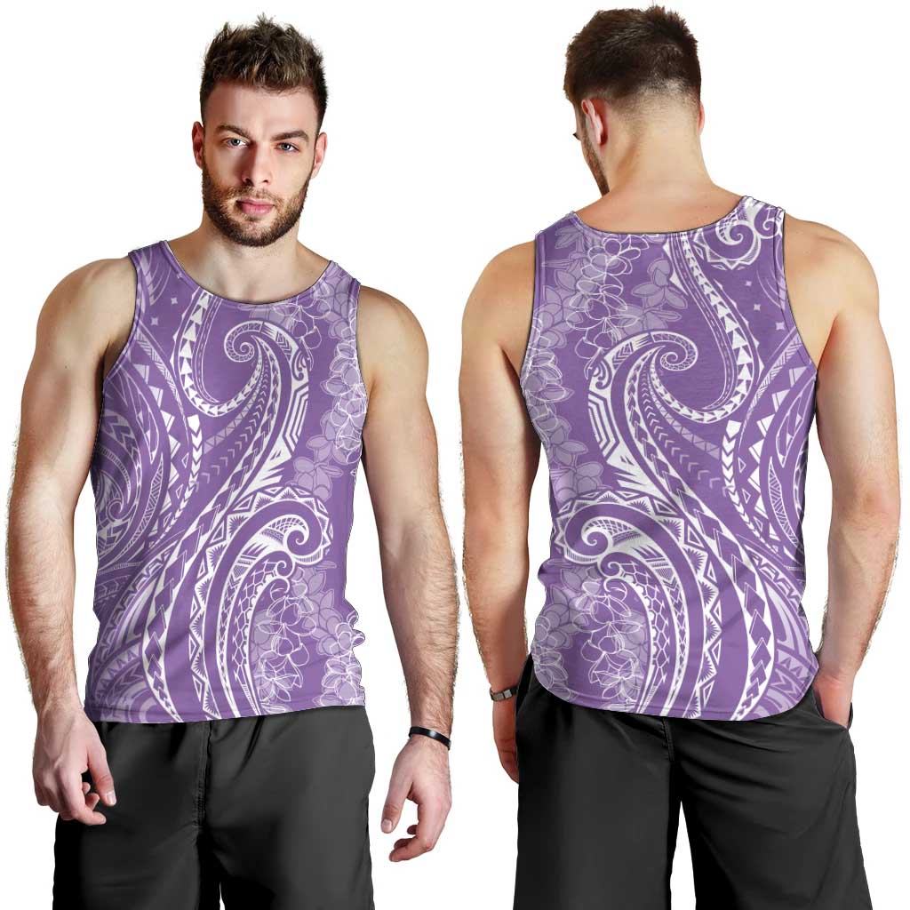 Polynesia Plumeria Lei Men Tank Top Periwinkle Curves Motif LT7 - Polynesian Pride
