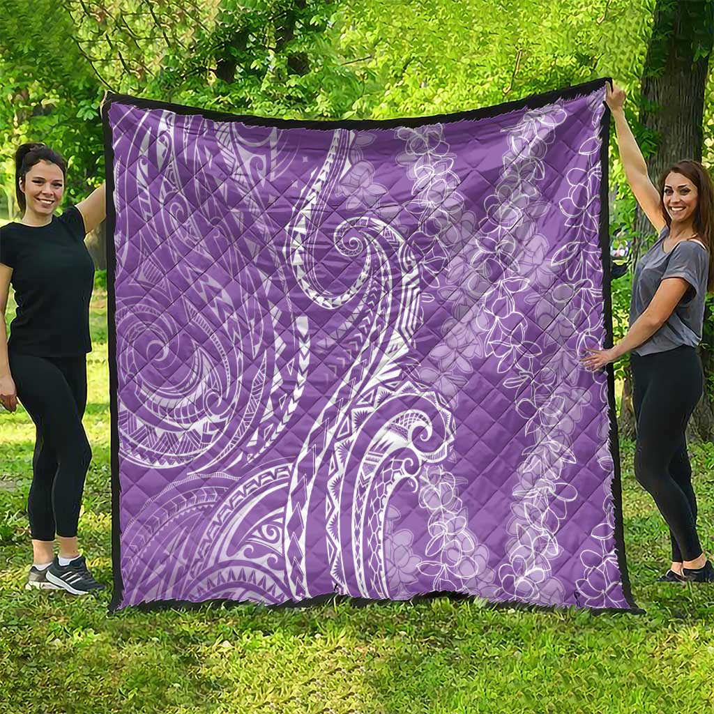 Polynesia Plumeria Lei Quilt Periwinkle Curves Motif