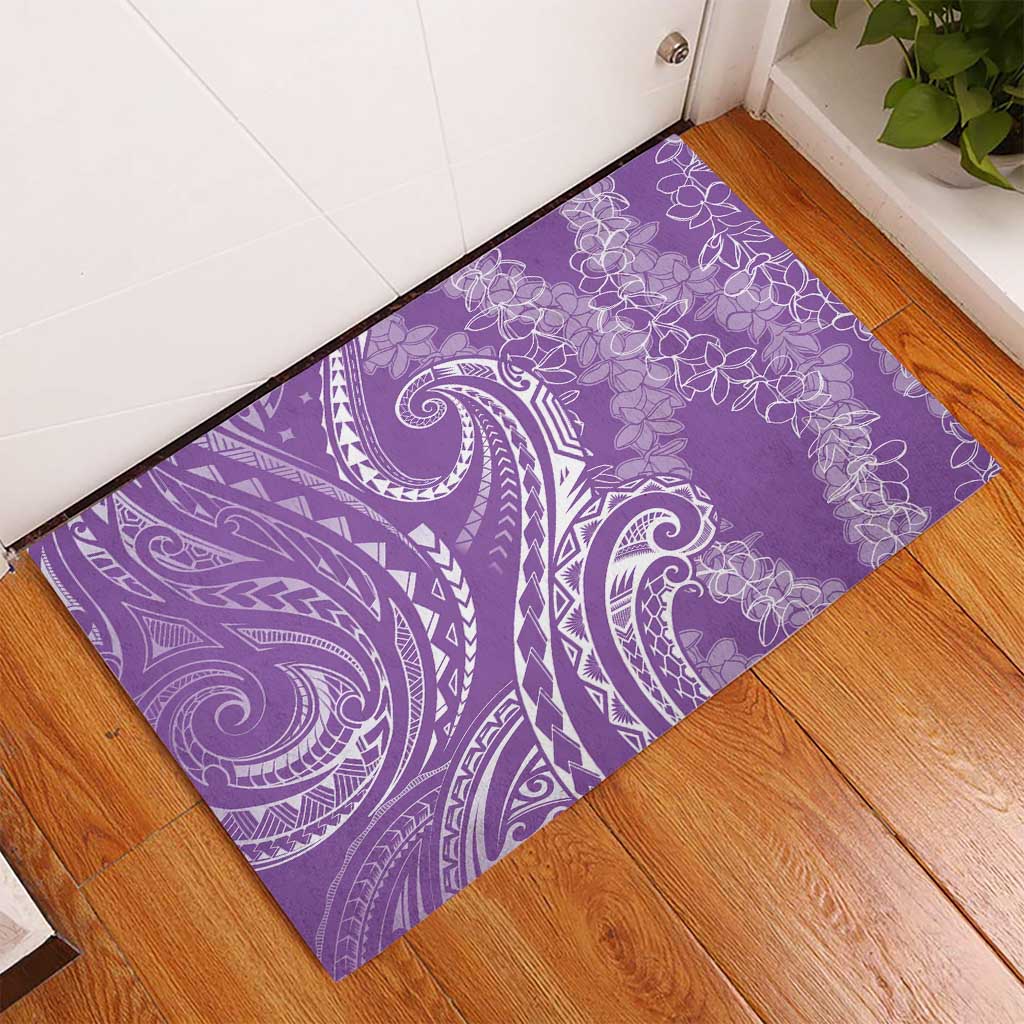 Polynesia Plumeria Lei Rubber Doormat Periwinkle Curves Motif LT7 - Polynesian Pride