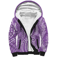Polynesia Plumeria Lei Sherpa Hoodie Periwinkle Curves Motif LT7 Unisex Periwinkle - Polynesian Pride