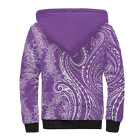 Polynesia Plumeria Lei Sherpa Hoodie Periwinkle Curves Motif LT7 - Polynesian Pride