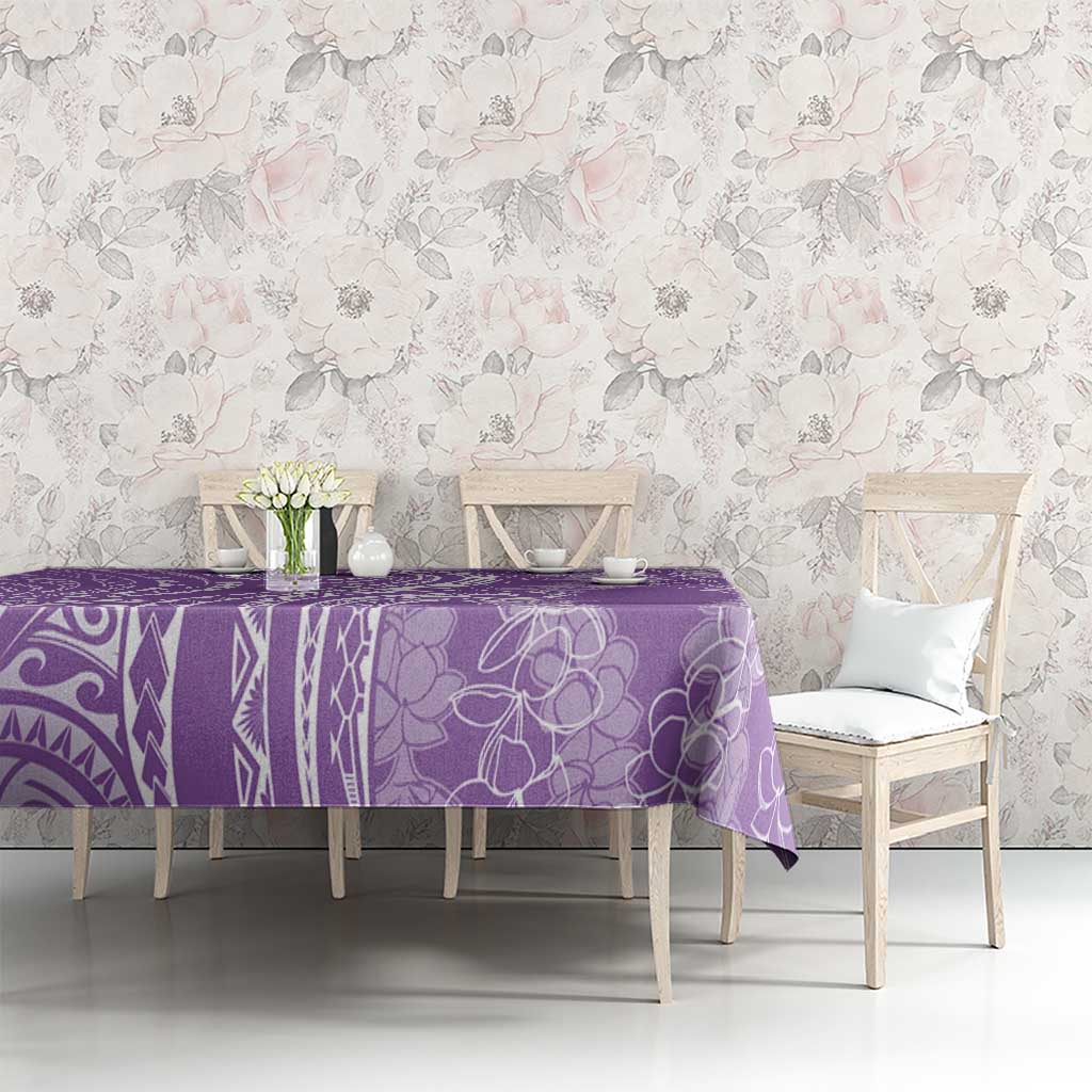 Polynesia Plumeria Lei Tablecloth Periwinkle Curves Motif LT7 - Polynesian Pride