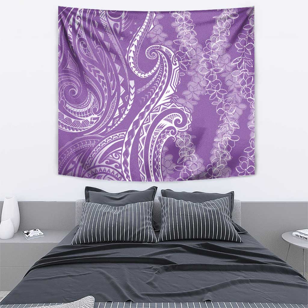 Polynesia Plumeria Lei Tapestry Periwinkle Curves Motif