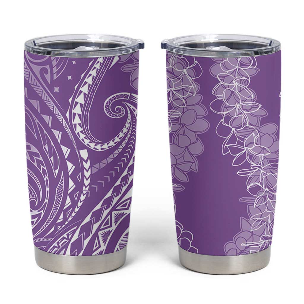 Polynesia Plumeria Lei Tumbler Cup Periwinkle Curves Motif