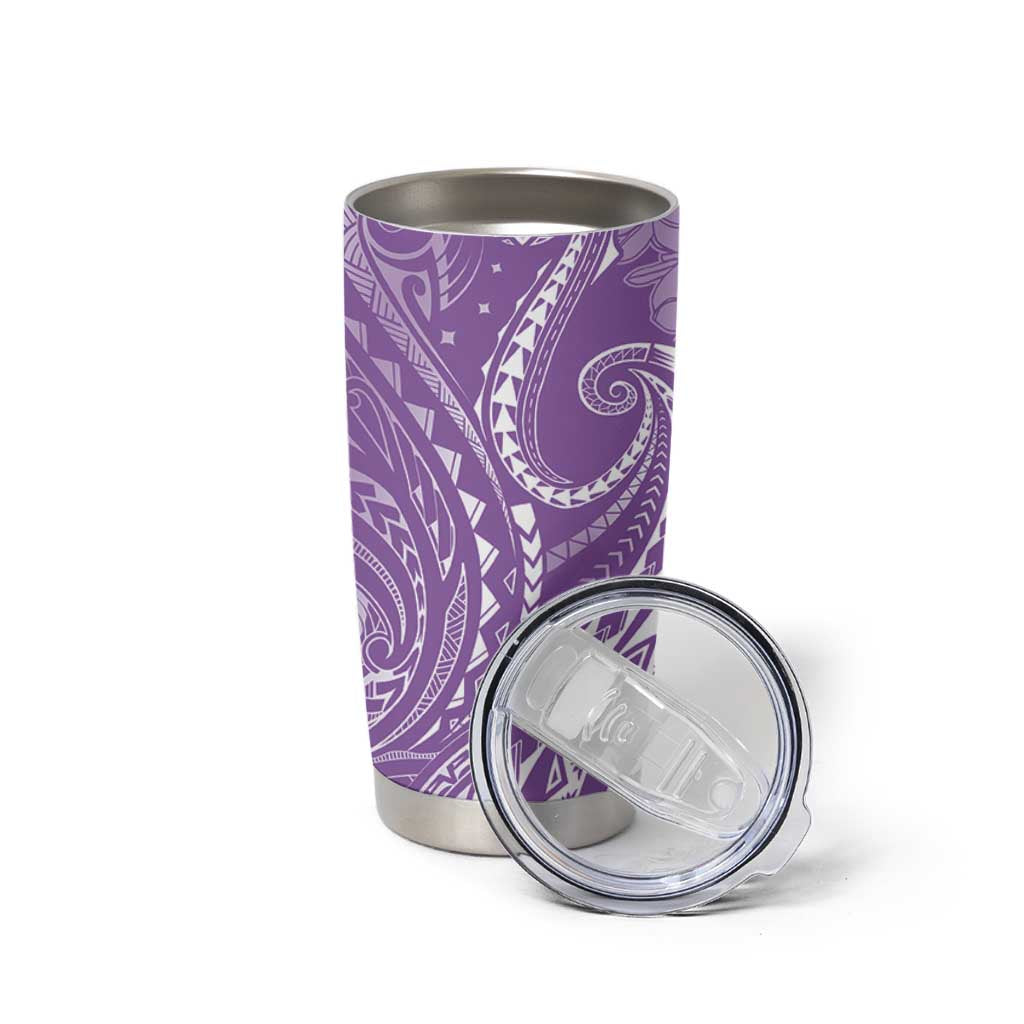 Polynesia Plumeria Lei Tumbler Cup Periwinkle Curves Motif