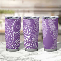 Polynesia Plumeria Lei Tumbler Cup Periwinkle Curves Motif