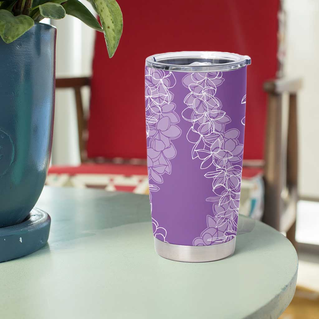 Polynesia Plumeria Lei Tumbler Cup Periwinkle Curves Motif