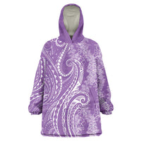 Polynesia Plumeria Lei Wearable Blanket Hoodie Periwinkle Curves Motif LT7 One Size Periwinkle - Polynesian Pride