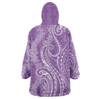 Polynesia Plumeria Lei Wearable Blanket Hoodie Periwinkle Curves Motif LT7 - Polynesian Pride