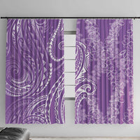Polynesia Plumeria Lei Window Curtain Periwinkle Curves Motif
