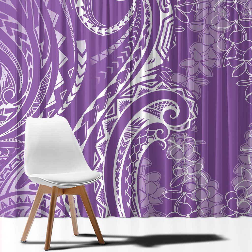 Polynesia Plumeria Lei Window Curtain Periwinkle Curves Motif