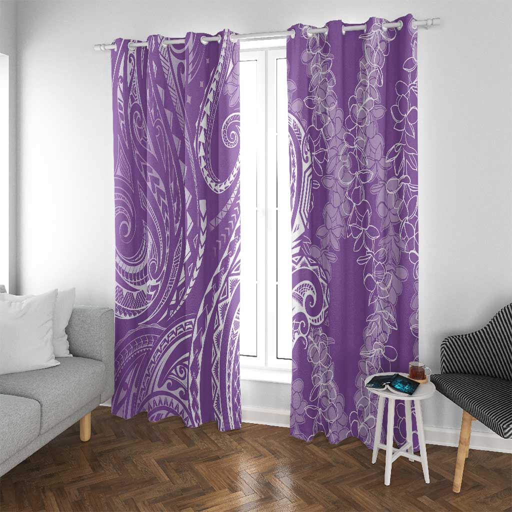 Polynesia Plumeria Lei Window Curtain Periwinkle Curves Motif