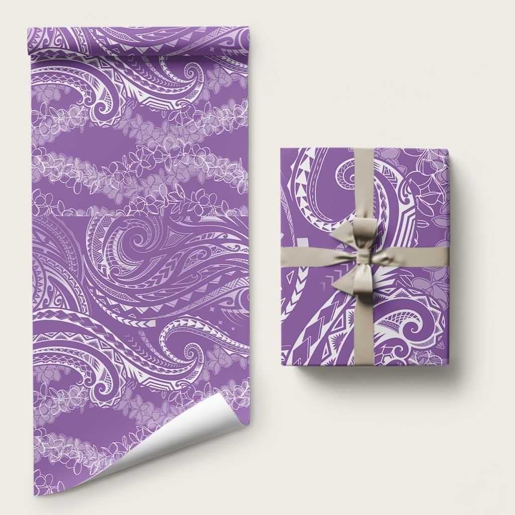 Polynesia Plumeria Lei Wrapping Paper Periwinkle Curves Motif LT7 58" × 23" Periwinkle - Polynesian Pride