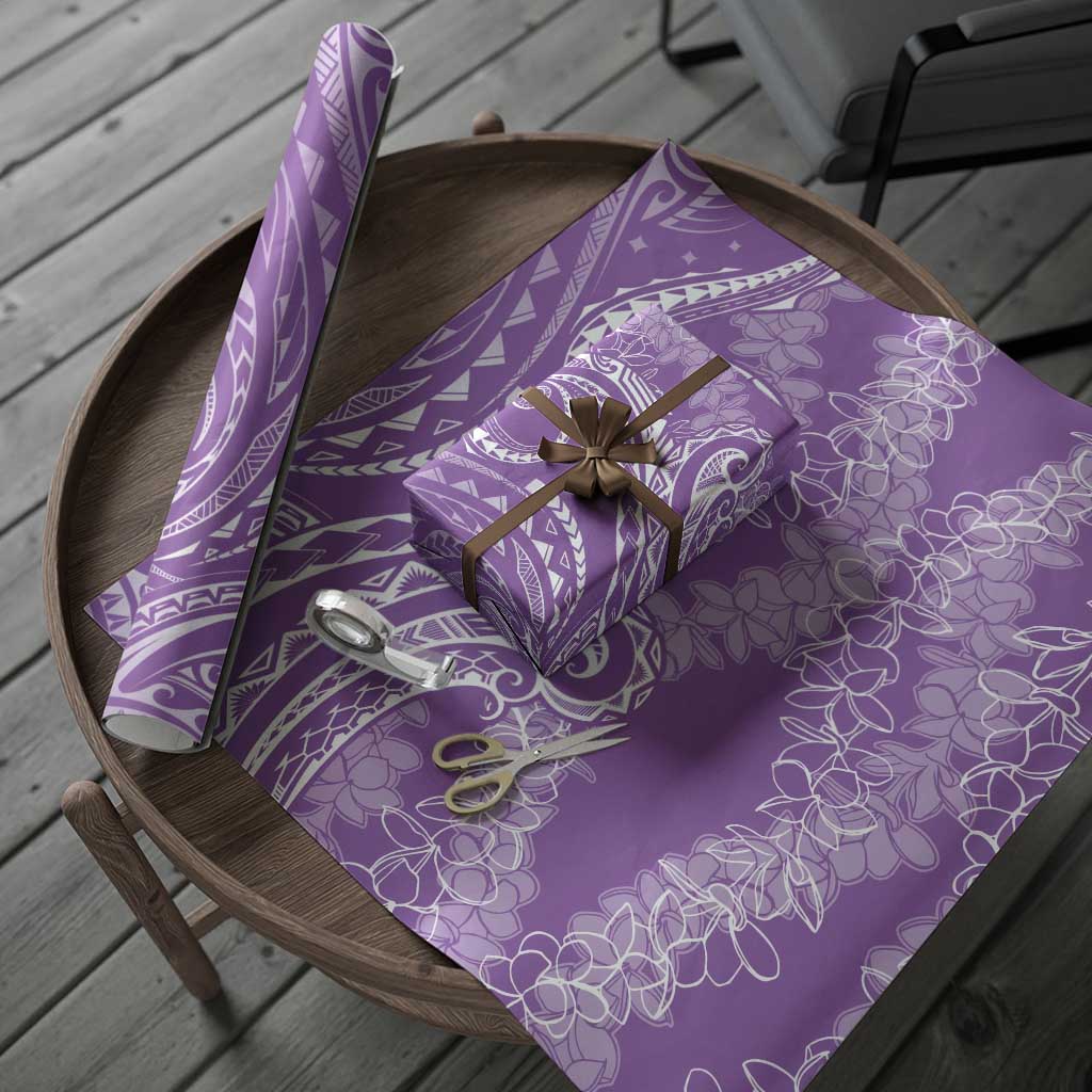 Polynesia Plumeria Lei Wrapping Paper Periwinkle Curves Motif LT7 - Polynesian Pride
