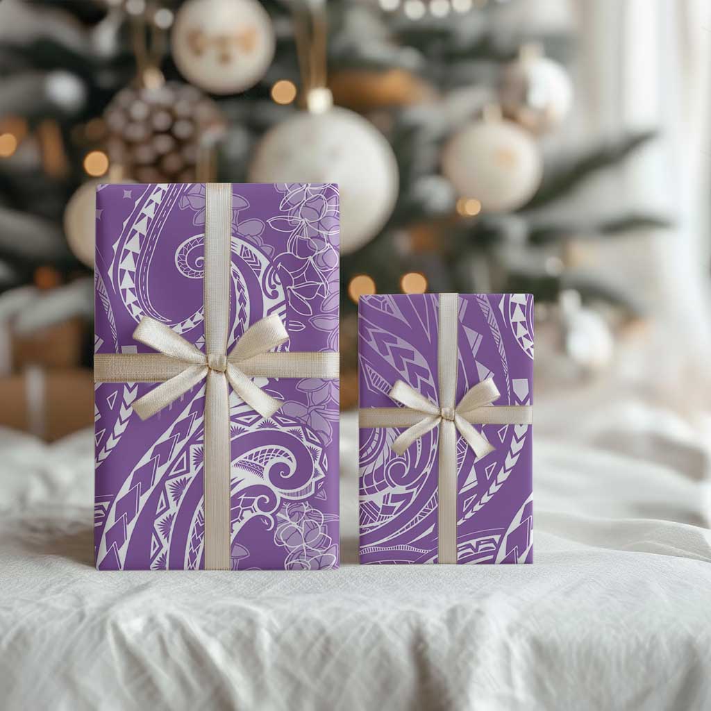 Polynesia Plumeria Lei Wrapping Paper Periwinkle Curves Motif LT7 - Polynesian Pride