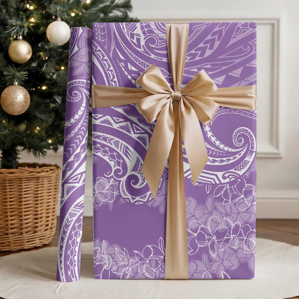 Polynesia Plumeria Lei Wrapping Paper Periwinkle Curves Motif LT7 - Polynesian Pride