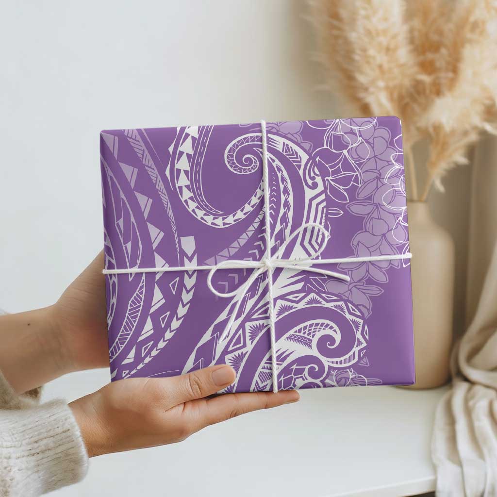 Polynesia Plumeria Lei Wrapping Paper Periwinkle Curves Motif LT7 - Polynesian Pride