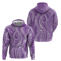 Polynesia Plumeria Lei Zip Hoodie Periwinkle Curves Motif